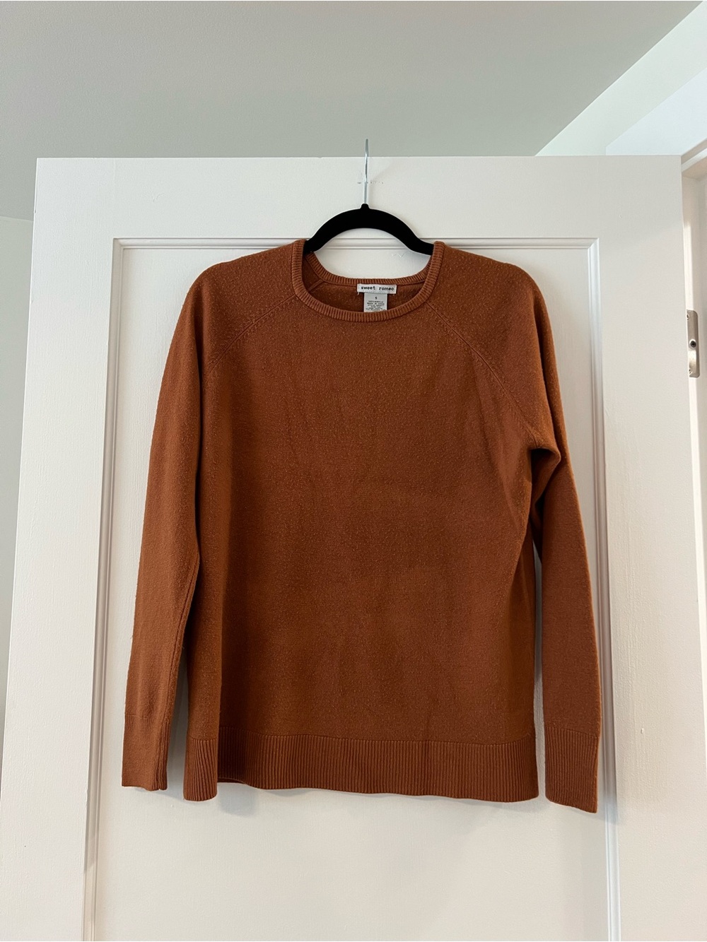 Sweet Romeo Crewneck Sweater in Rust Brown